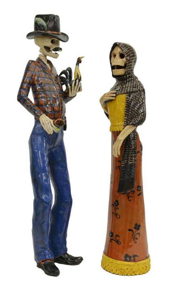 (2) ALVARO DE LA CRUZ DAY OF DEAD POTTERY FIGURES (1 of 5)