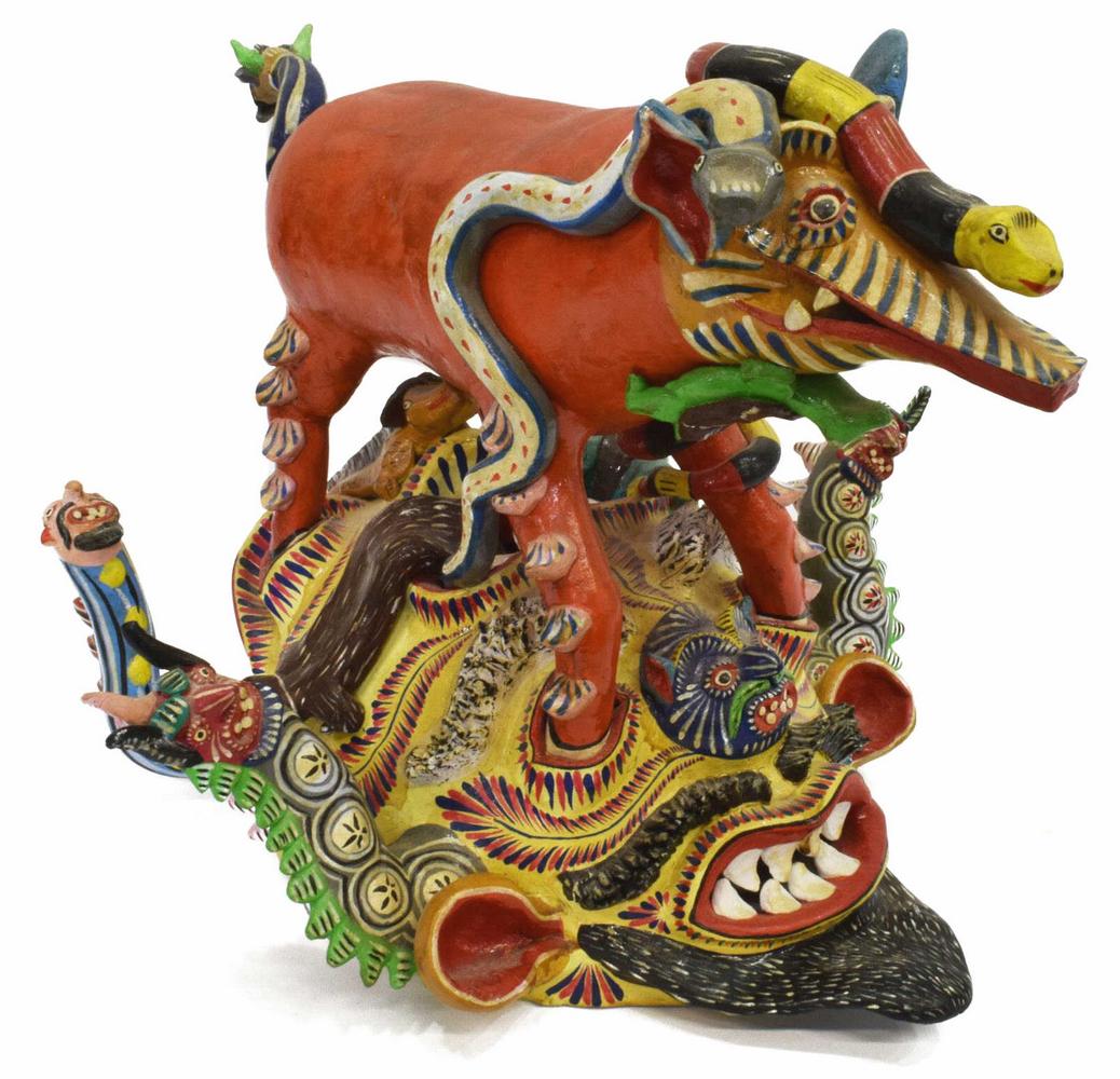 FANTASTIC FOLK ART OCUMICHO MEXICO CLAY MASK (1 of 7)