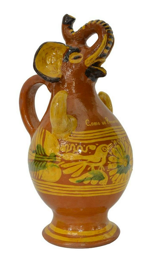 MEXICO REDWARE ELEPHANT PULQUE PITCHER (1 of 3)
