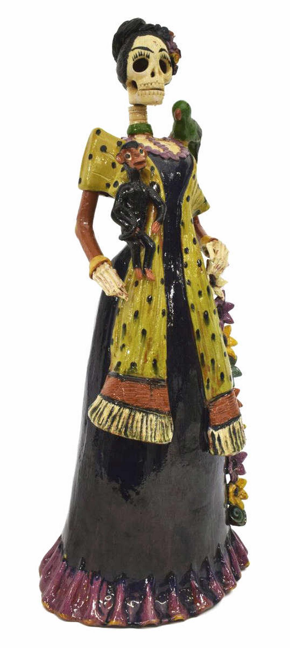 MEXICAN GLAZED CERAMIC FEMALE CALACA/ SKELETON (1 of 5)