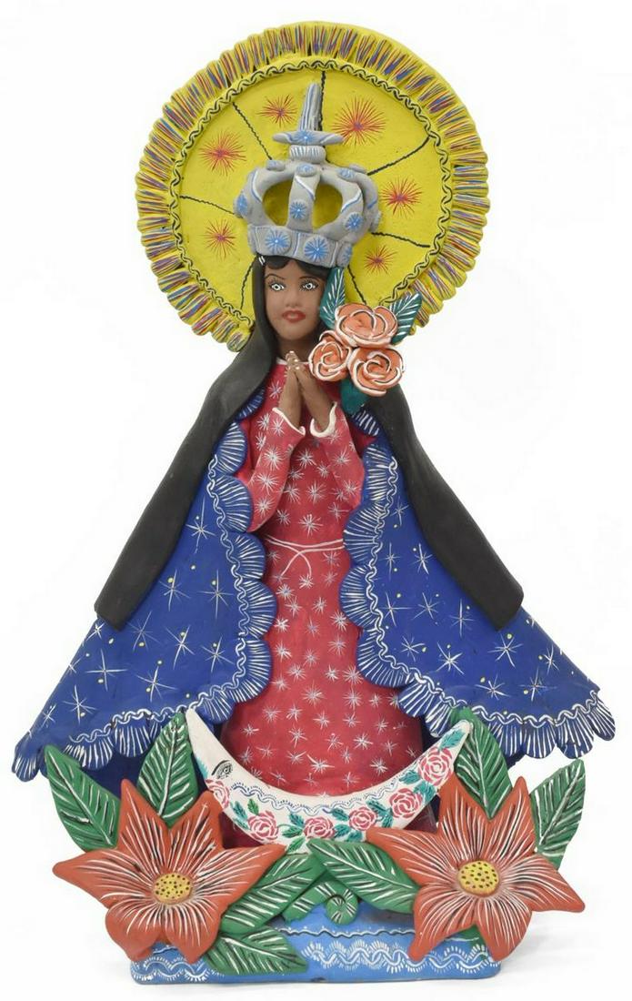 MEXICAN FOLK ART CERAMIC VIRGEN DE GUADALUPE (1 of 4)