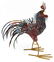 METAL ROOSTER STATUE SIGNED OSCAR H.M., MEXICO - 2