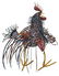 METAL ROOSTER STATUE SIGNED OSCAR H.M., MEXICO - 3