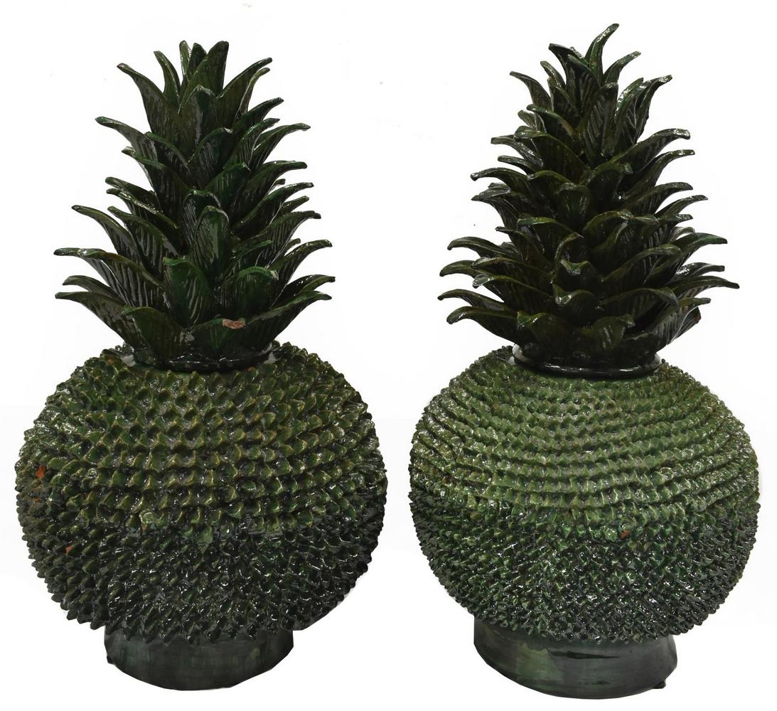 (2) GLAZED PINEAPPLE-FORM URNS, MICHOACAN, MEXICO (1 of 2)