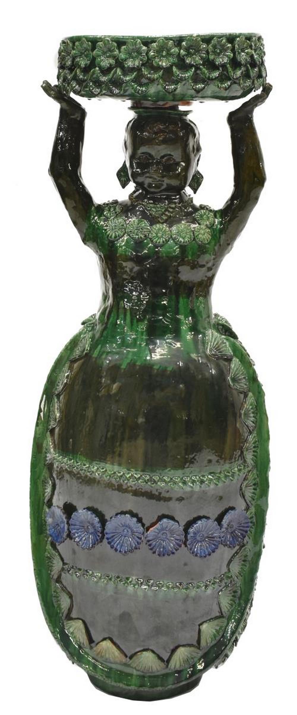 LARGE MEXICAN FOLK ART FIGURE WITH BOWL, MICHOACAN (1 of 4)