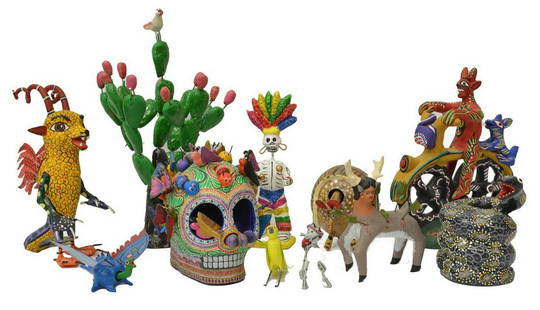 A Collection Of Mexican Folk Art Clay Sculptures