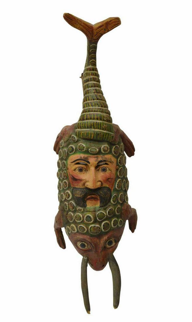 LARGE MEXICAN FOLK ART CARVED FIGURAL ANIMAL MASK (1 of 7)
