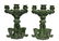 (2) LARGE MEXICAN GREEN GLAZED CERAMIC CANDELABRAS - 2