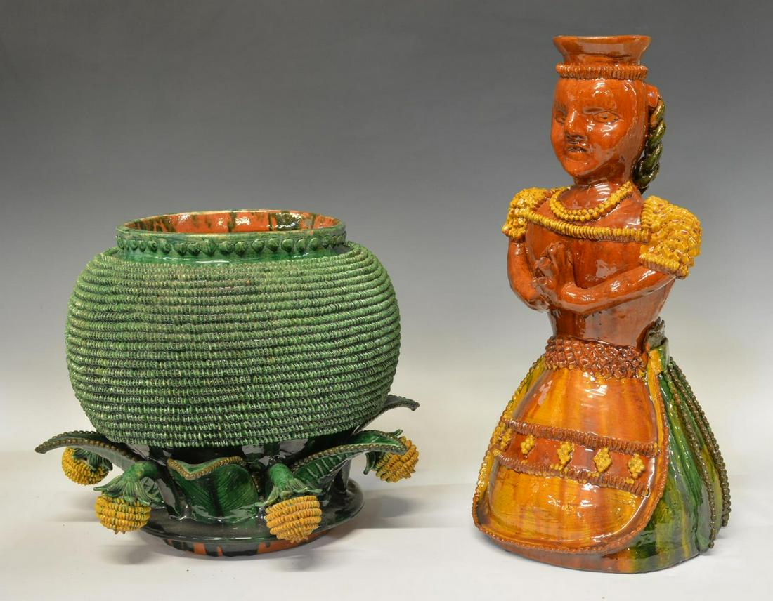 (2) MICHOACAN, MEXICO FRUIT-FORM URN & FIGURE (1 of 4)