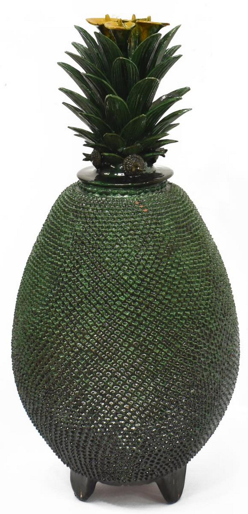 LARGE EARTHENWARE PINEAPPLE-FORM URN, MICHOACAN, MEXICO (1 of 3)