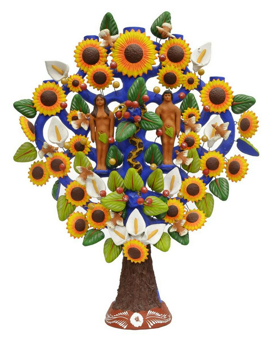 LARGE MEXICO FOLK ART POTTERY TREE OF LIFE (1 of 3)