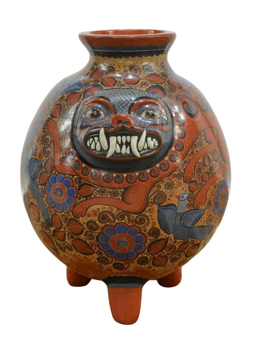 LUIS CORTEZ MEXICAN FOLK ART CERAMIC PANTHER VASE (1 of 5)