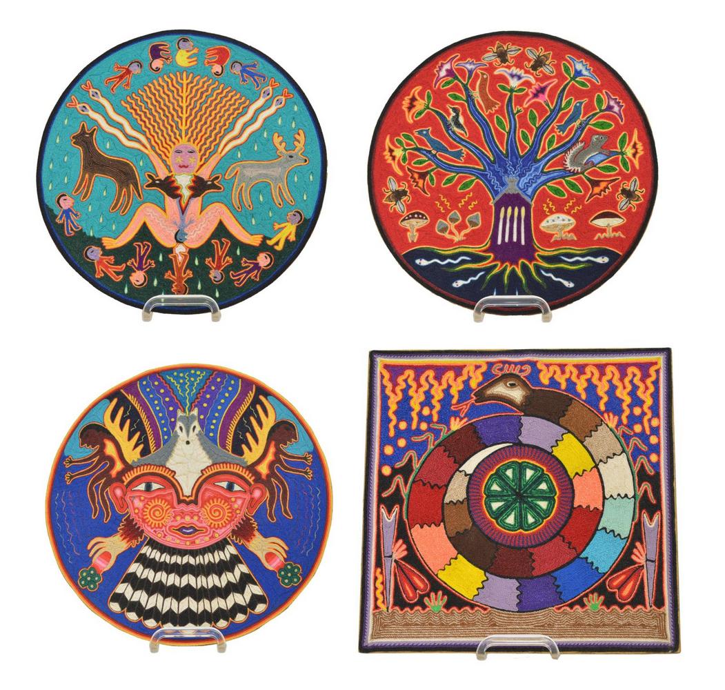 (4) GONZALO HERNANDEZ HUICHOL YARN PAINTINGS (1 of 10)