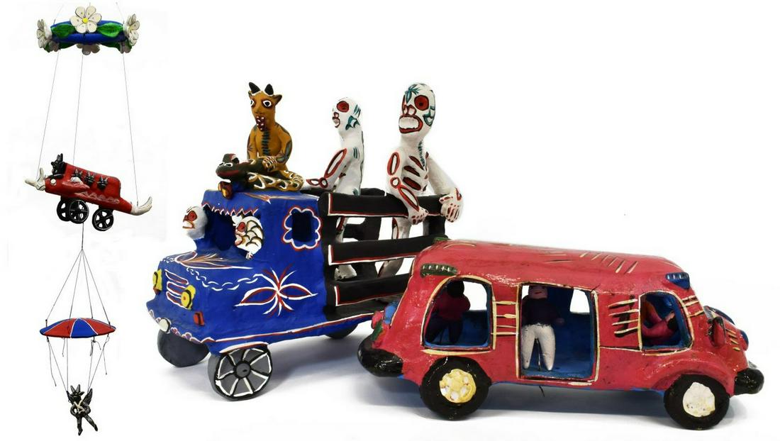 (3) MEXICAN FOLK ART CERMAIC CAR, TRUCK & MOBILE (1 of 12)