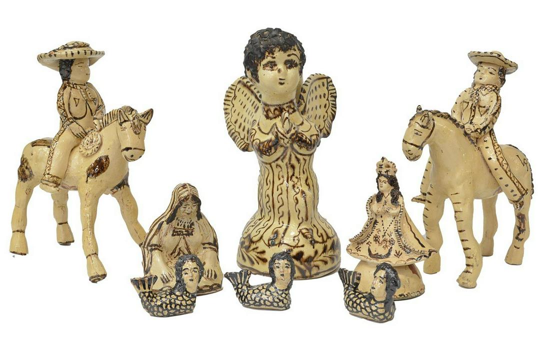 (8) MEXICAN FOLK ART CERAMIC FIGURAL SCULPTURES (1 of 2)