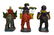 3)MEXICAN FOLK ART GLAZED CERAMIC HORSEBACK RIDERS - 2