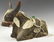 MEXICAN PAINTED WOOD SEATED COW WATER JUG/ VESSEL