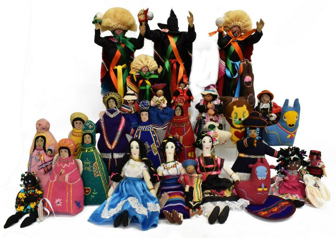 LOT)MEXICAN & BOLIVIAN DOLLS, NATIVITY & PARACHICO (1 of 3)