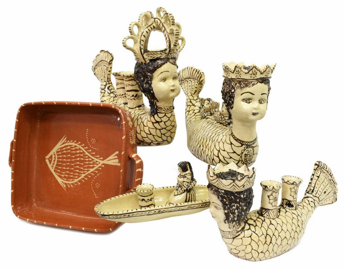 5) MEXICAN GLAZED CERAMIC FIGURAL ITEMS & TABLEWARE (1 of 6)