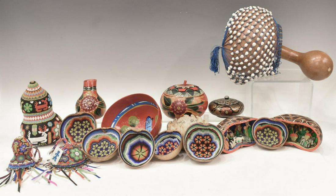 (16) COLLECTION OF GOURDS & TRINKET BOXES, MEXICO (1 of 4)
