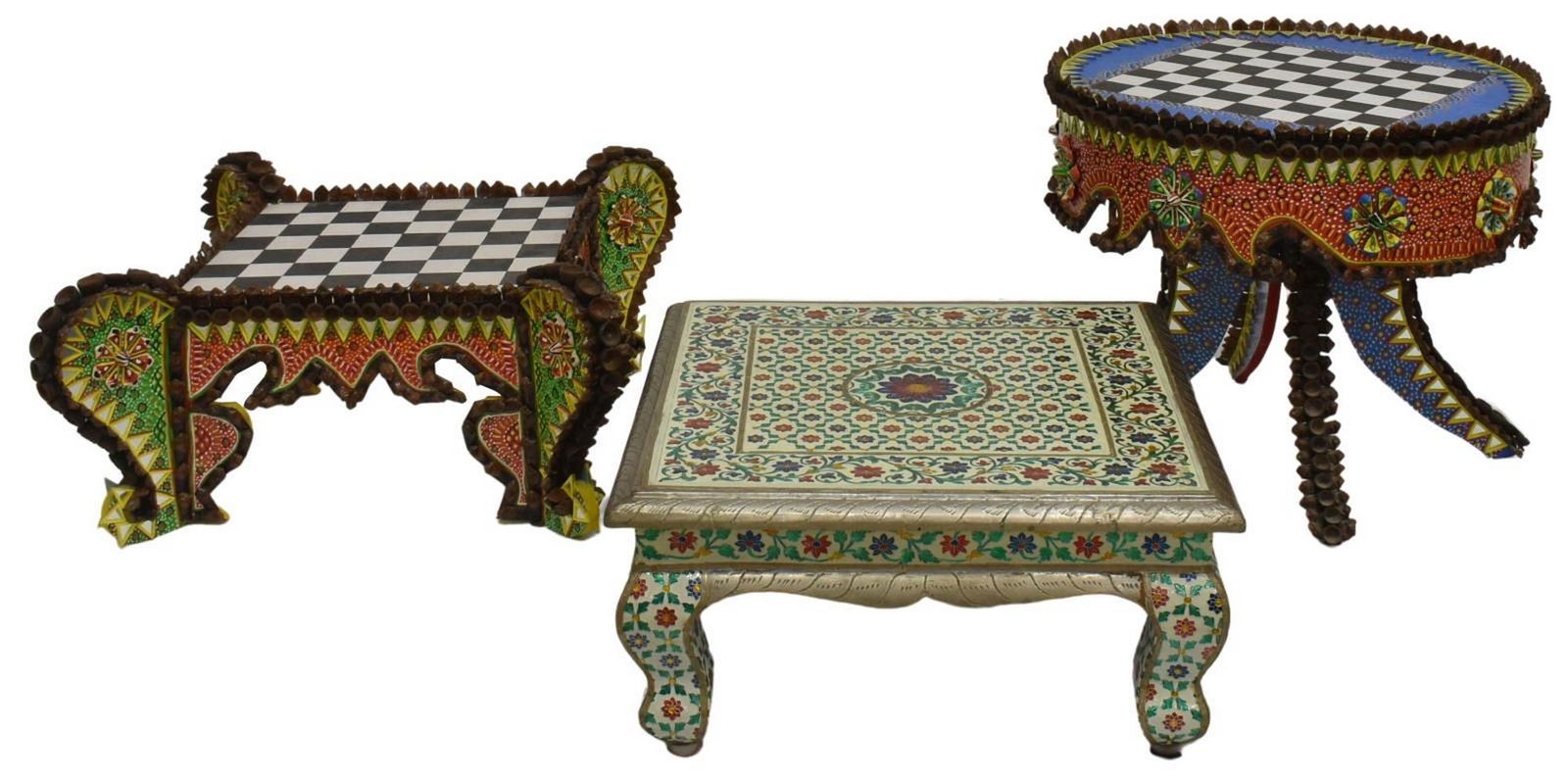 (3) FOLK ART CHECKS TABLES, MEXICO & PAINTED TABLE (1 of 5)