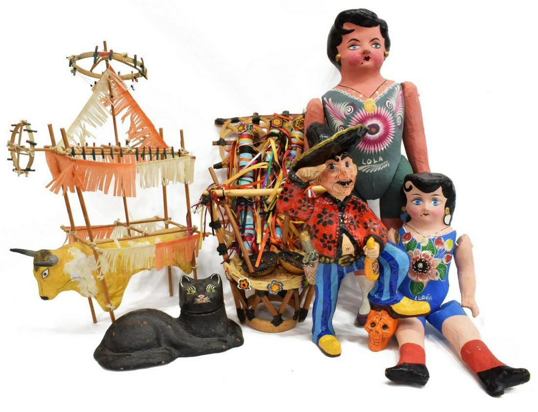 (5)MEXICAN & AMERICAN PAPIER-MACHE ANIMALS & DOLLS (1 of 5)