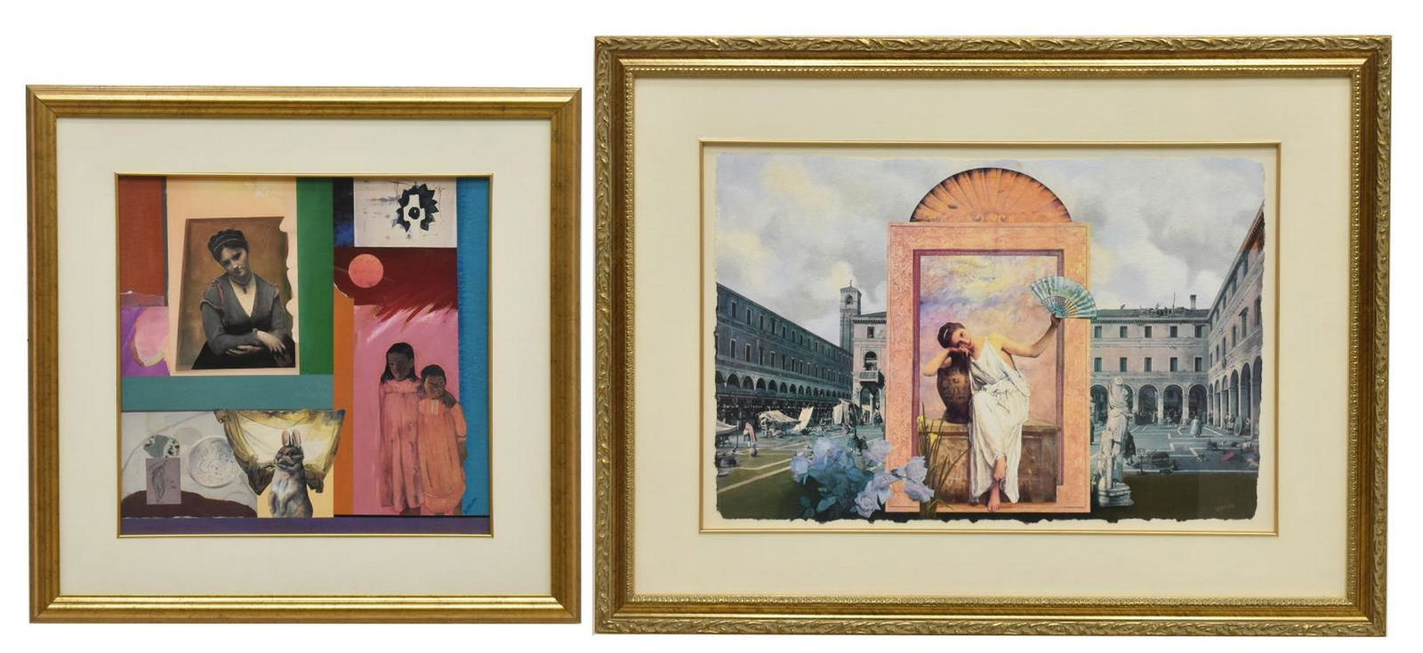 JOHNSON SIGNED FRAMED MIXED MEDIA FIGURAL COLLAGES (1 of 4)