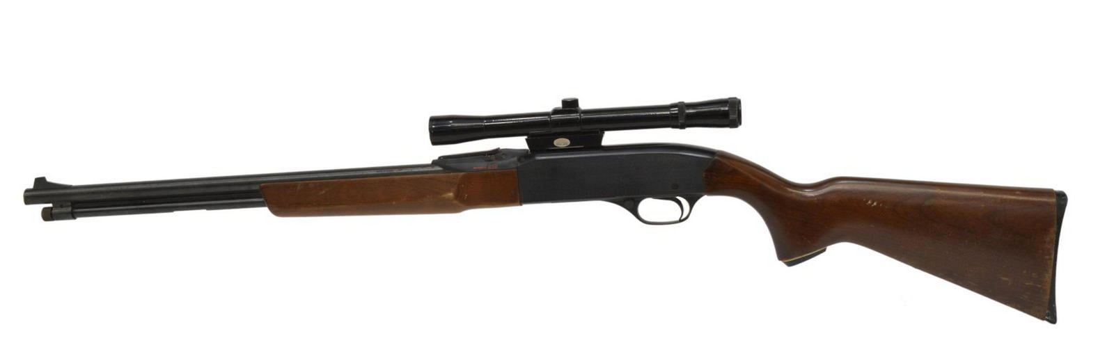 WINCHESTER MODEL 290 RIFLE, .22 CALIBER: Winchester Model 290 rifle, auto-load, .22S,L,LR caliber, 29" barrel, tubular magazine, adjustable rear sight, mounted Tasco 4x20 scope, hardwood stock, SN 128XXX Start Price: $150.00