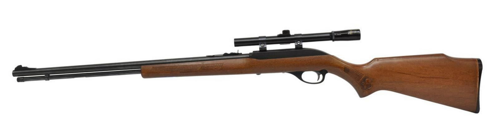 MARLIN GLENFIELD MODEL 60 RIFLE, .22LR: Marlin Glenfield Model 60 rifle, auto-load, .22LR caliber, tubular magazine, 21.5" barrel, adjustable rear sight, mounted K-Mart 4x15 scope, hardwood stock, SN 21567XXX *REQUIRES FFL TRANSFER* Start P