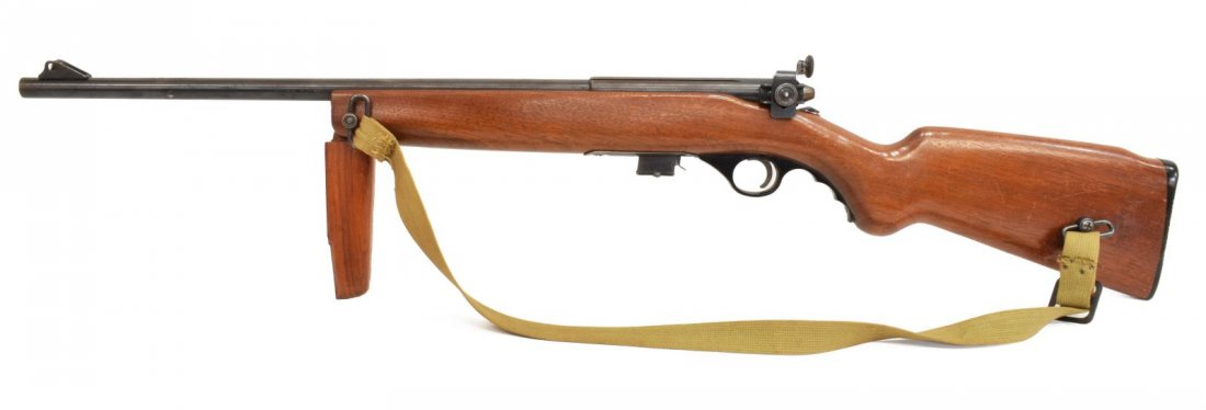 MOSSBERG M142-A RIFLE, .22 CALIBER, PEEP SIGHT: Mossberg Model 142-A rifle, .22S,L,LR caliber, bolt action, detachable magazine, 18" barrel, fixed front sight, rear peep sight, two sling swivels with cloth sling, hardwood drop down forestock with c