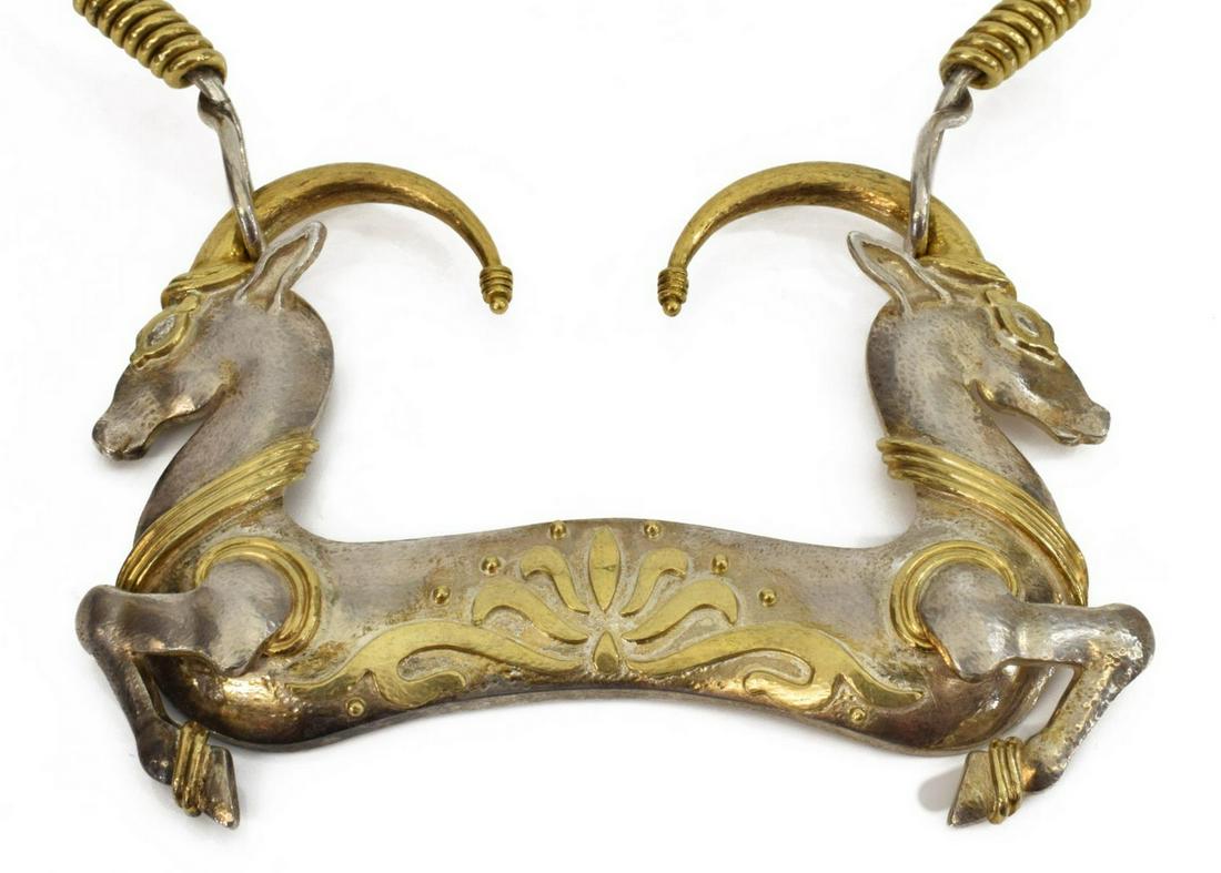 GREEK ZOLOTAS 22K GOLD & SILVER GAZELLE NECKLACE (1 of 6)