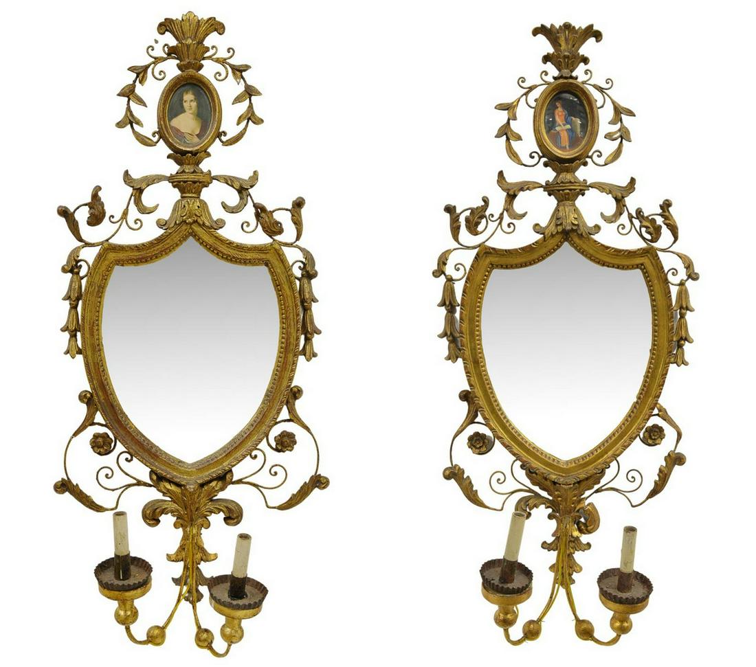 (2) FRENCH LOUIS XV STYLE MIRRORED WALL SCONCES (1 of 5)
