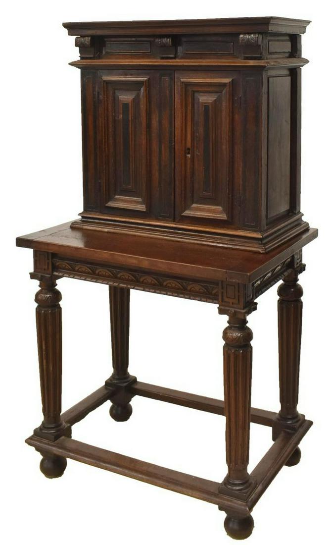 FRENCH WALNUT CABINET ON STAND, 18TH C. (1 of 4)