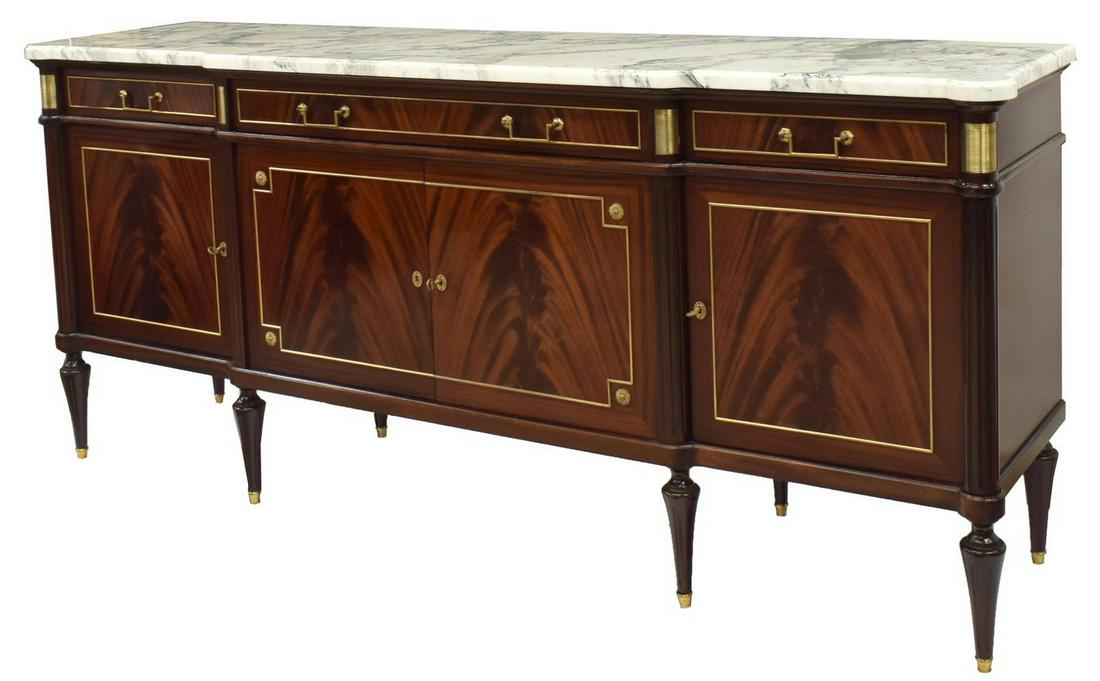 LOUIS XVI STYLE MARBLE-TOP MAHOGANY SIDEBOARD (1 of 7)