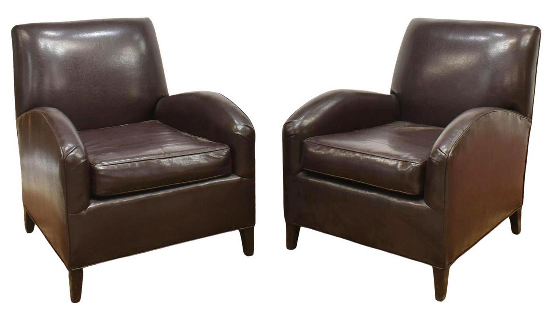 2) CONTEMPORARY FAUX LEATHER UPHOLSTERED ARMCHAIRS (1 of 3)