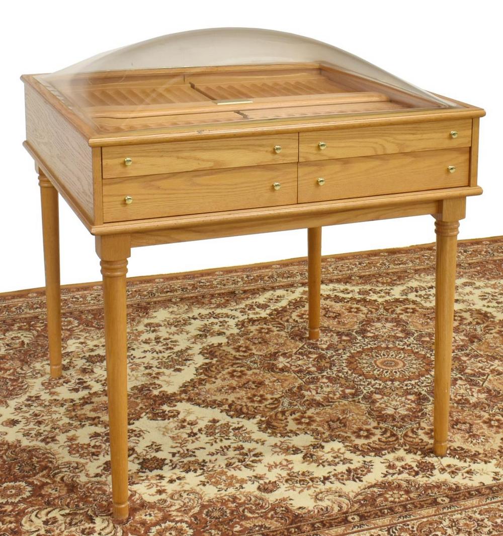 FRENCH CHRISTOFLE DOME-TOP OAK DISPLAY TABLE (1 of 6)