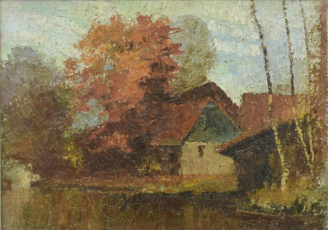 CARLETTO NEGRI (20TH C.) 'AUTUNNO' PAINTING 1956 (1 of 5)