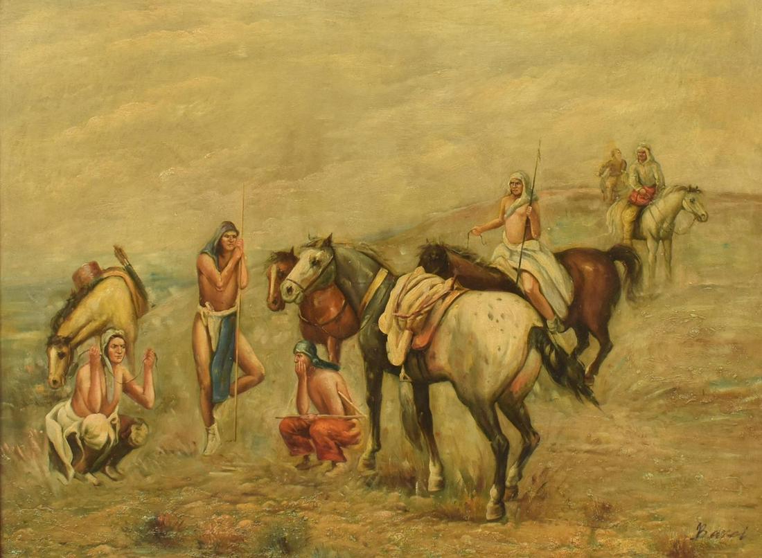 SIGNED RIDERS & HORSES FRAMED OIL PAINTING (1 of 4)