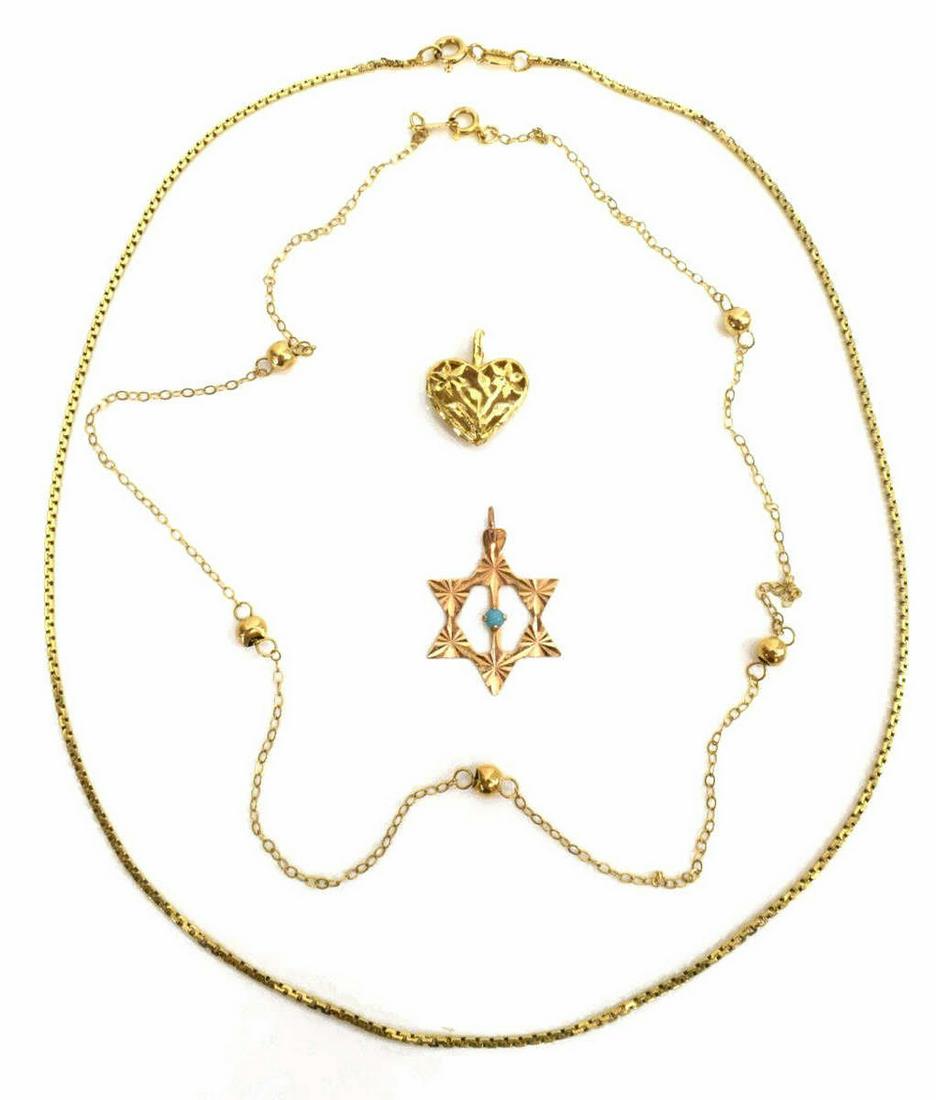 (4) 14KT GOLD JEWELRY CHAINS & PENDANTS/ CHARMS (1 of 4)