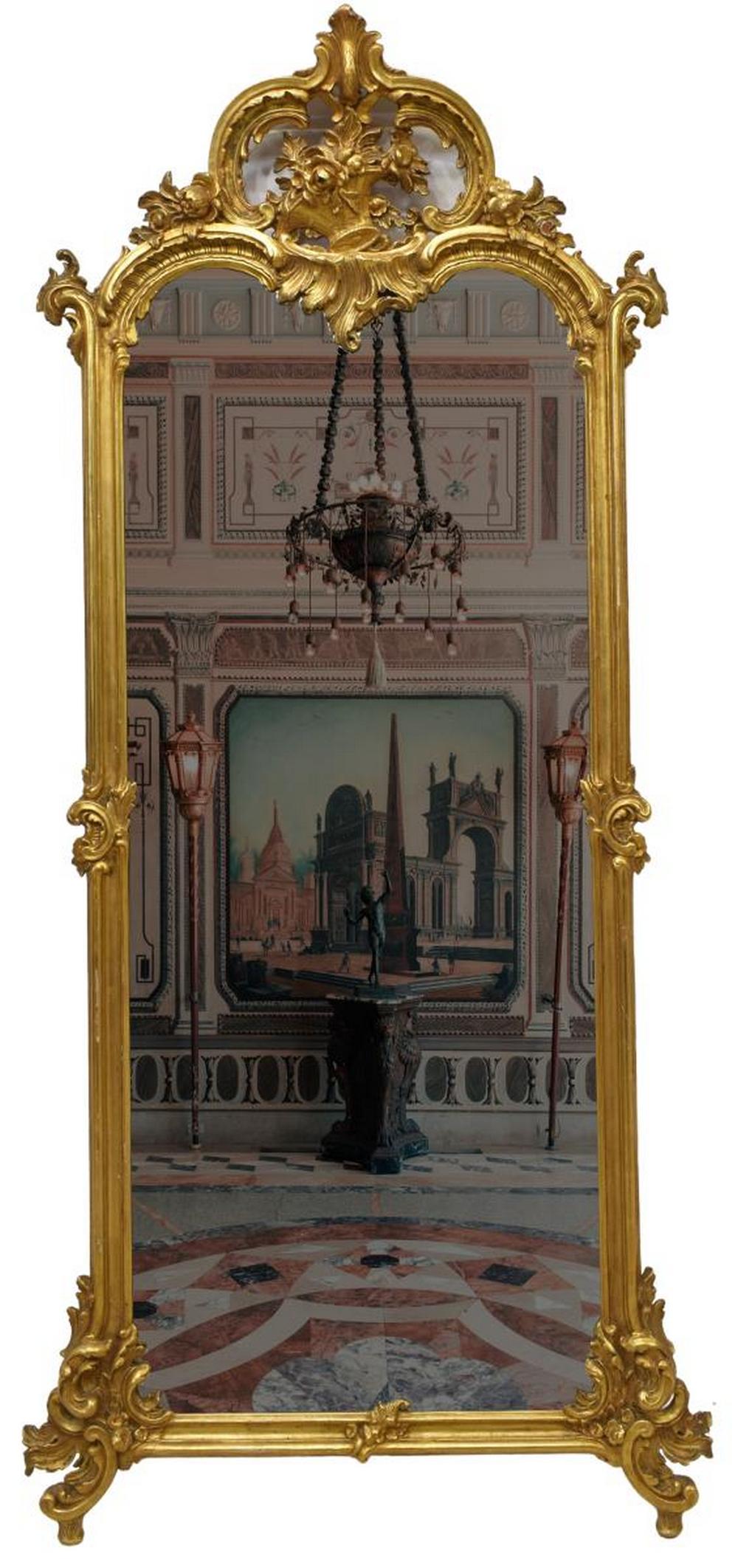 MONUMENTAL FRENCH LOUIS XV STYLE GILT WALL MIRROR (1 of 3)