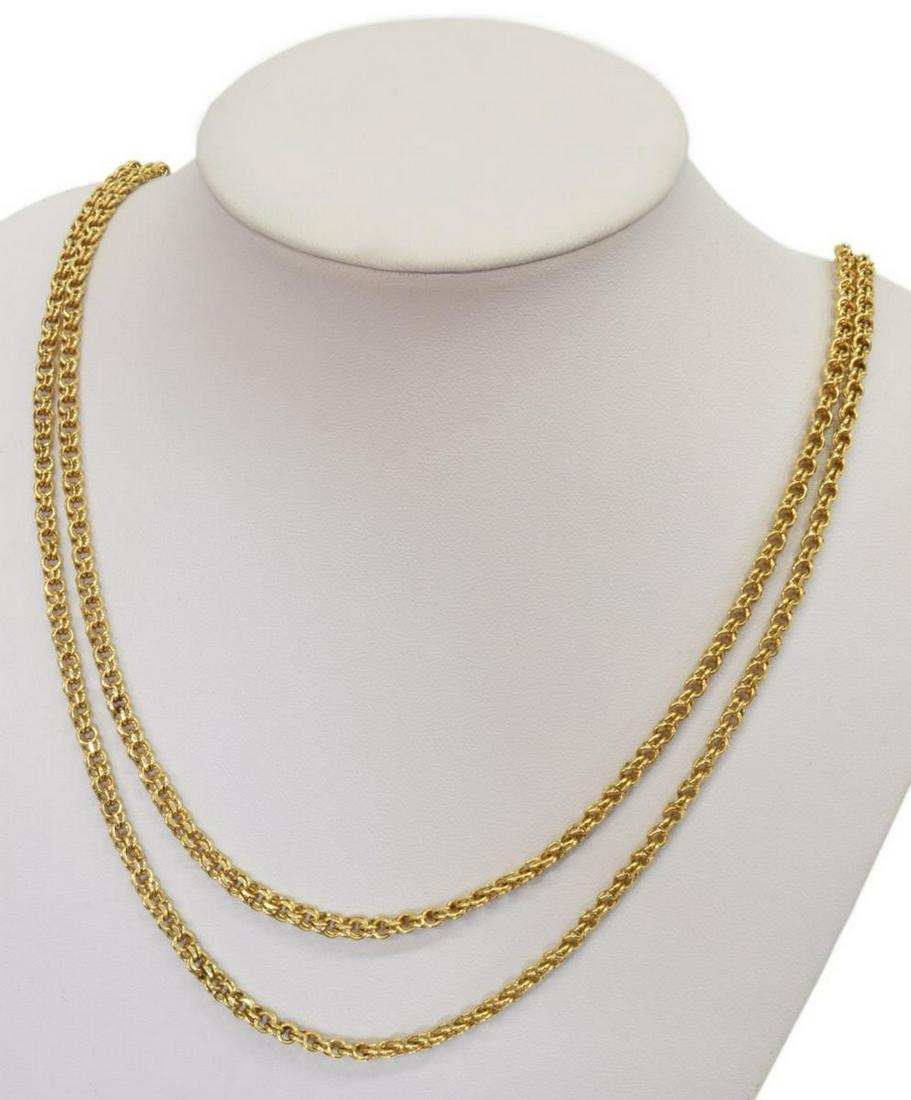 POM 14K YELLOW GOLD DOUBLE PARALLEL CHAIN NECKLACE (1 of 3)