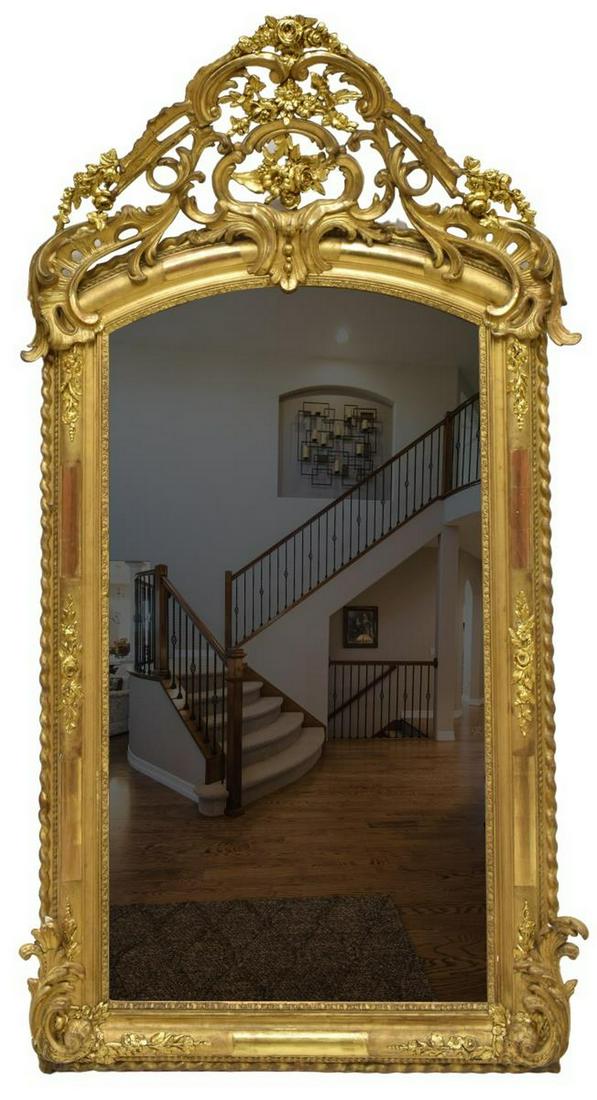 FRENCH NAPOLEON III PERIOD CARVED GILTWOOD MIRROR (1 of 3)