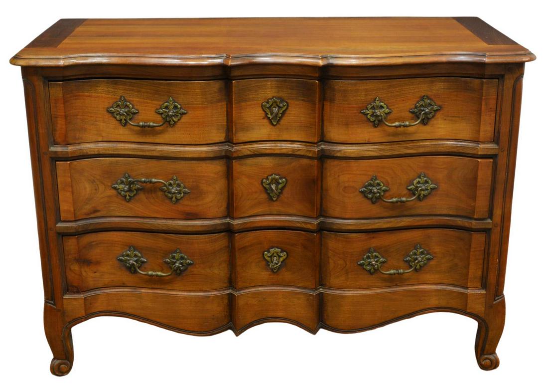 FRENCH LOUIS XV STYLE WALNUT COMMODE EN ARBALETE (1 of 5)