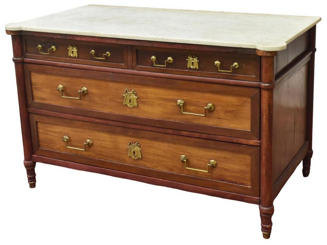 LOUIS XVI STYLE MARBLE-TOP MAHOGANY COMMODE (1 of 5)