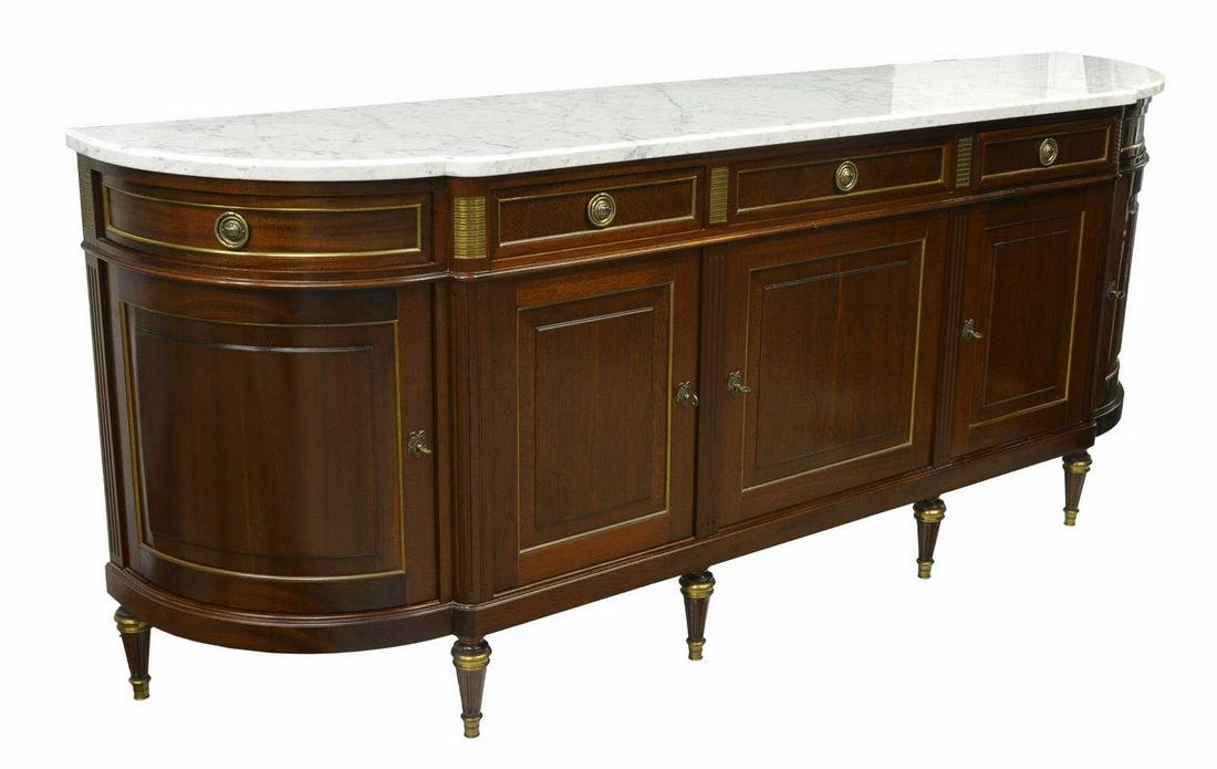 LOUIS XVI STYLE MARBLE-TOP MAHOGANY SIDEBOARD (1 of 4)