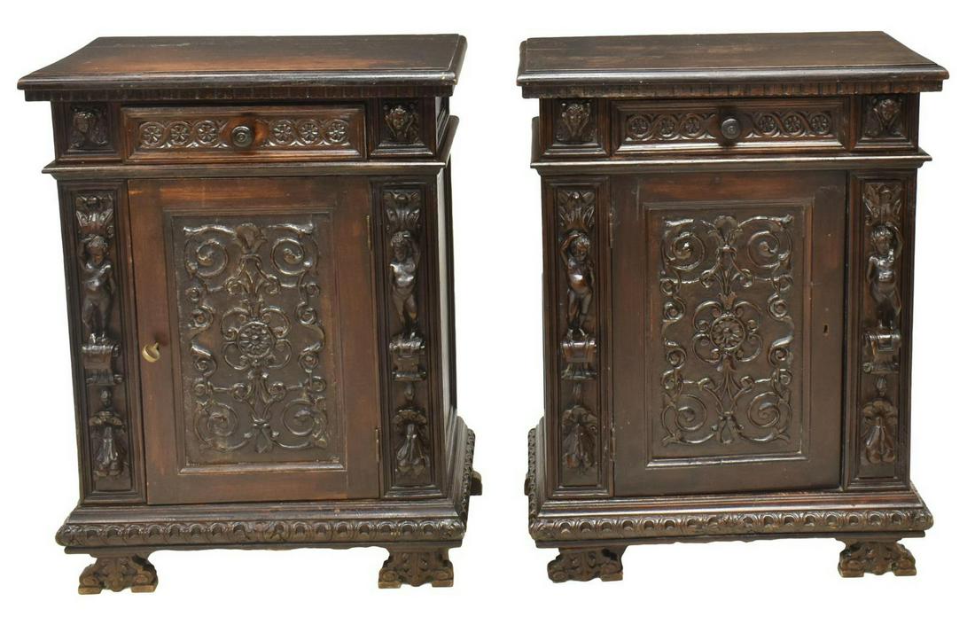 (2) ITALIAN RENAISSANCE REVIVAL SIDE CABINETS (1 of 6)