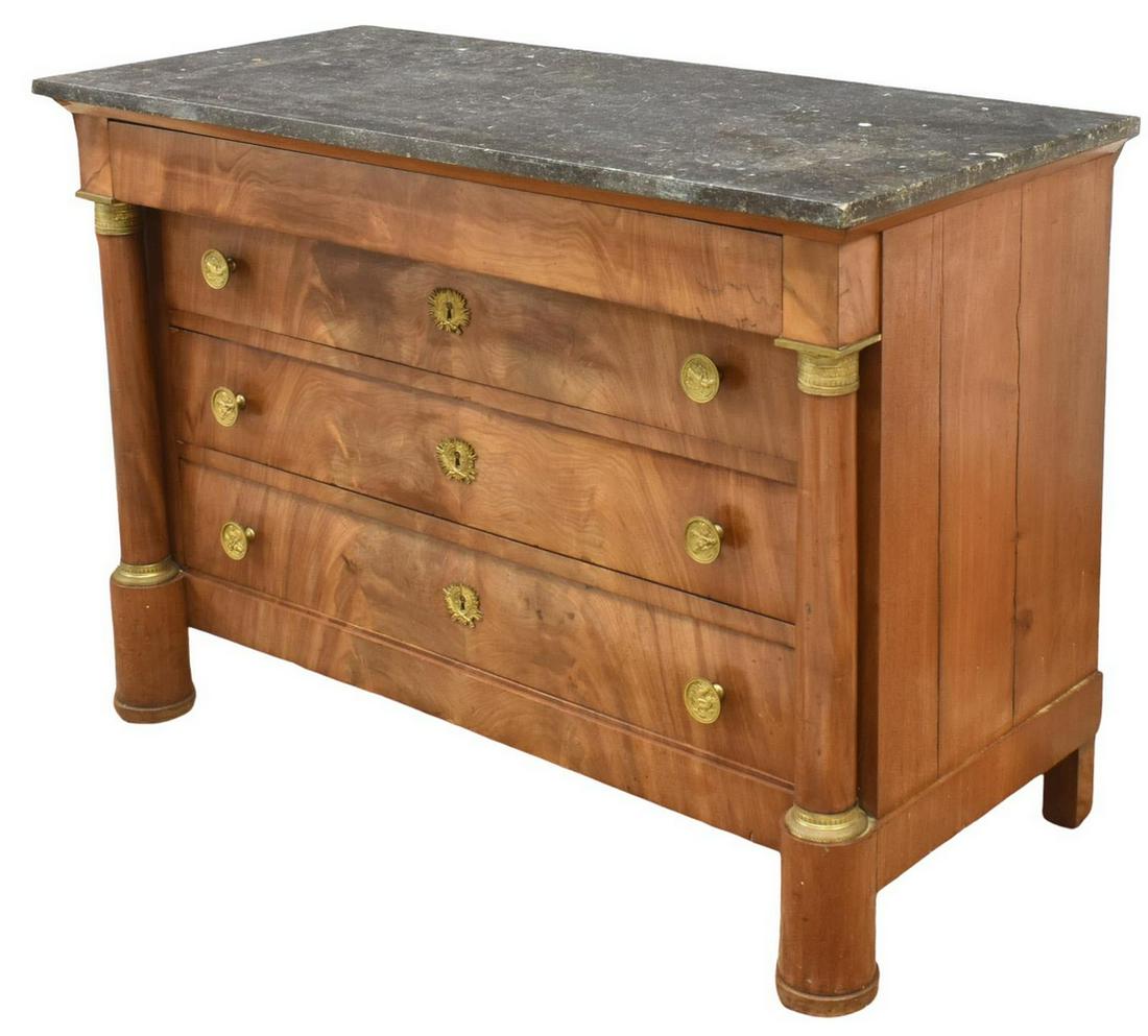 FRENCH EMPIRE STYLE MARBLE-TOP FIGURED COMMODE (1 of 5)
