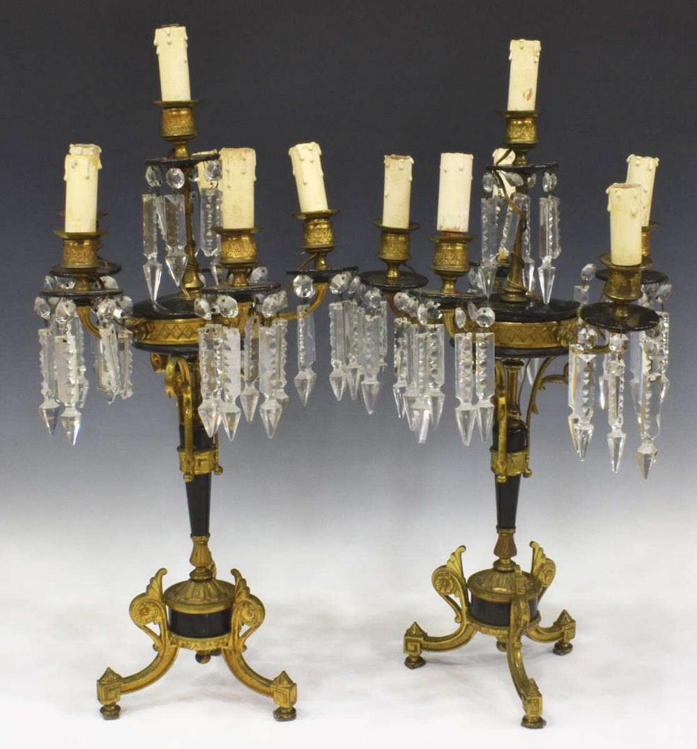 (2) FRENCH NAPOLEON III BRONZE DORE CANDELABRA (1 of 2)