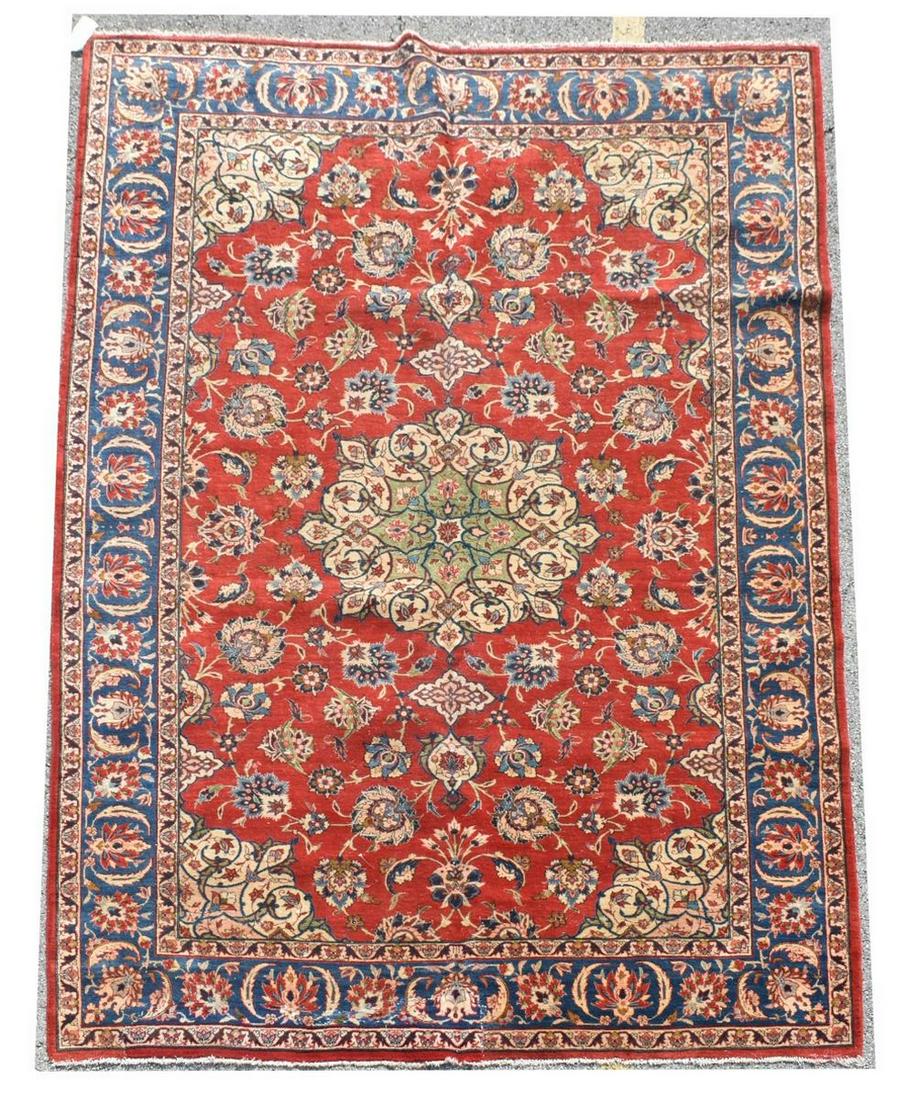 HAND-TIED PERSIAN YAZD RUG, 10'7.5" X 7'4" (1 of 3)
