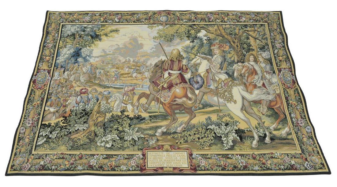 FRENCH MACHINE-WOVEN TAPESTRY 'BATAILLE DE BRUGES' (1 of 2)